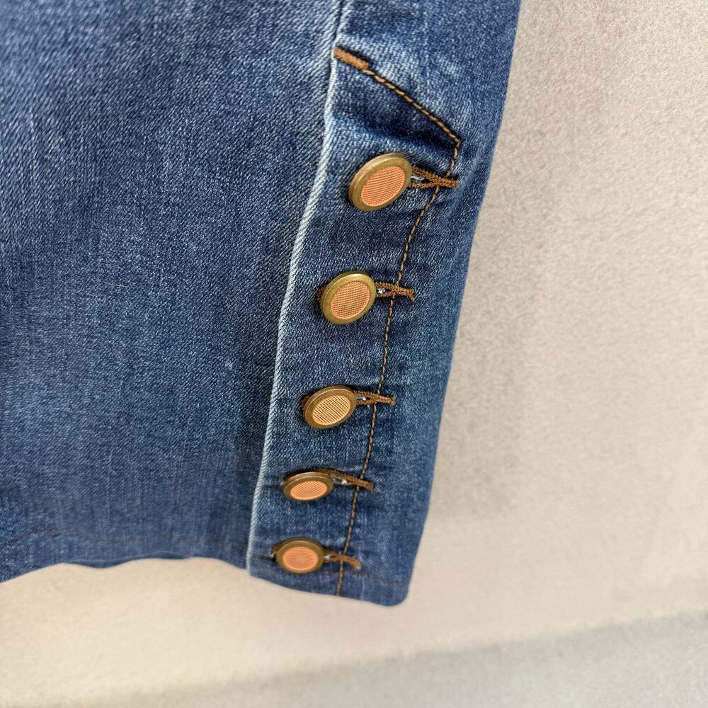 Free People Jeans Women's 29 (8) Blue Skylar Button Flare Moto Jeans - Picture 4 of 13